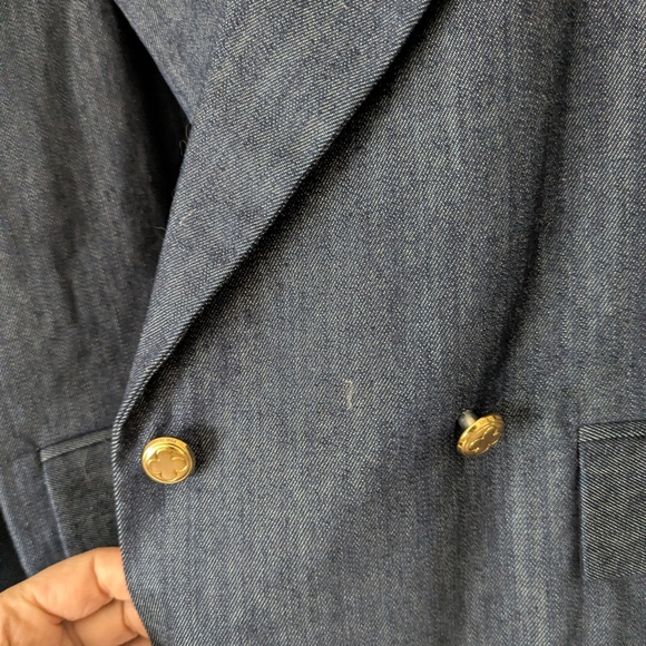 Pink Tartan Cropped Denim Blazer with Gold Buttons Size Medium - Picture 6 of 9